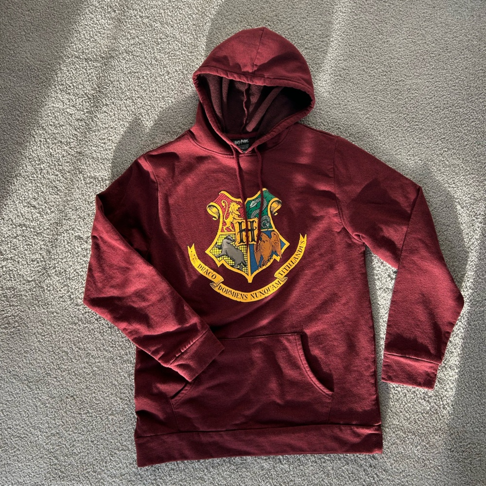 Harry Potter Hogwarts Crest Hoodie Warner Bros Maroon XL